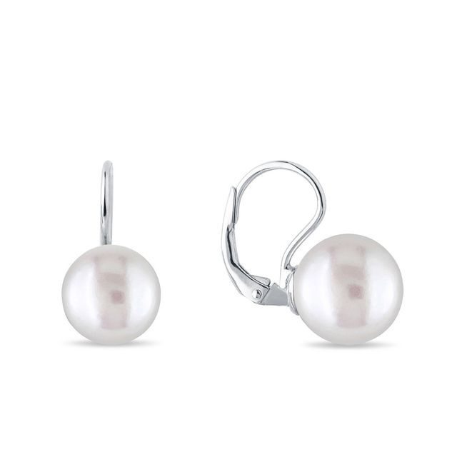 PEARL EARRINGS IN 14K WHITE GOLD - PEARL EARRINGS - PEARL JEWELRY