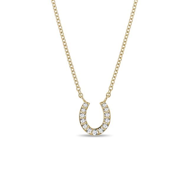 COLLIER D'OR JAUNE AVEC PENDENTIF FER À CHEVAL ENDIAMANTÉ - COLLIERS AVEC DIAMANTS - COLLIERS