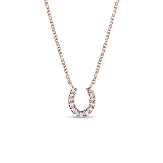 DIAMOND HORSESHOE NECKLACE IN ROSE GOLD - DIAMOND NECKLACES - NECKLACES