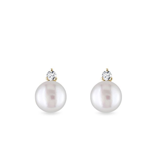 BOUCLES D'OREILLES EN OR AVEC BRILLANTS ET PERLES - BOUCLES D'OREILLES EN PERLES - PERLES