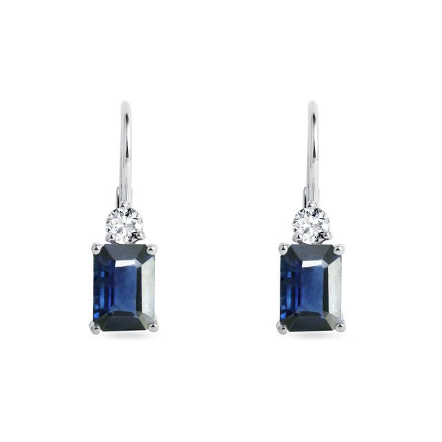 Luxury Earrings with Sapphires and Brilliants in White Gold
