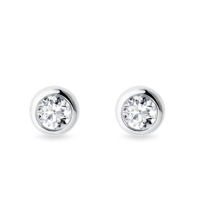 LAB-GROWN DIAMOND BEZEL STUD EARRINGS IN WHITE GOLD - DIAMOND STUD EARRINGS - EARRINGS