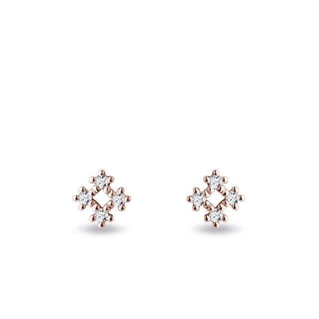 OHRRINGE MIT KNOPFVERSCHLUSS AUS 14 KT ROSÉGOLD - OHRSTECKER DIAMANT - OHRRINGE