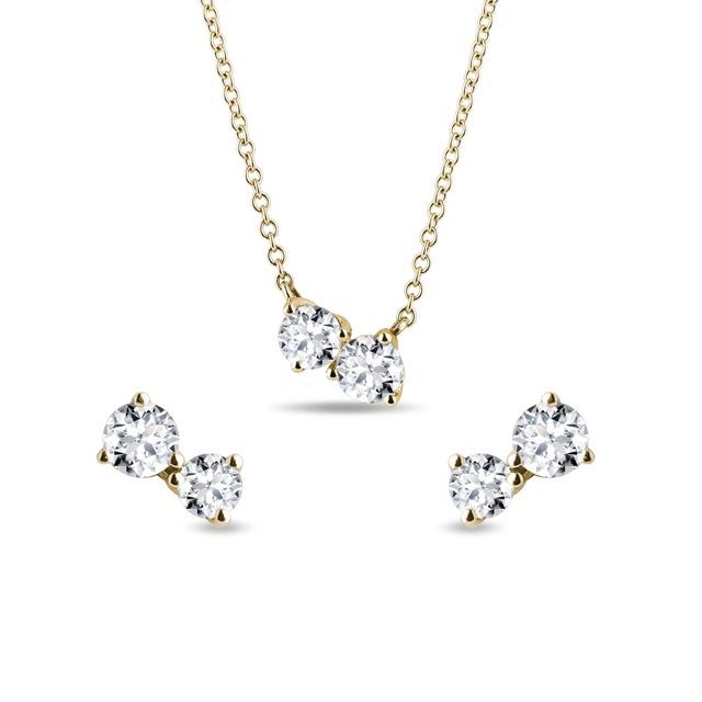 DIAMANTSET MIT OHRRINGEN UND HALSKETTE IN GELBGOLD - SCHMUCK SETS DIAMANT - SCHMUCK