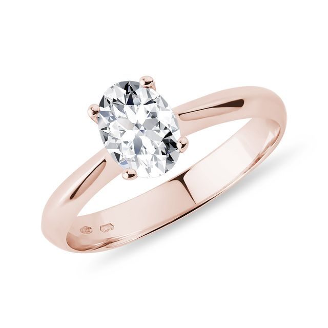 Zásnubní prsten oválný diamant v růžovém zlatě