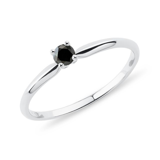 BAGUE DE FIANÇAILLES AVEC DIAMANT NOIR EN OR BLANC - BAGUES DE FIANÇAILLES AVEC DIAMANTS DE COULEUR - BAGUES DE FIANÇAILLES