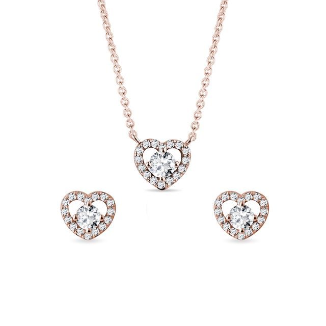 Rose Gold and Diamond Heart Jewelry Set