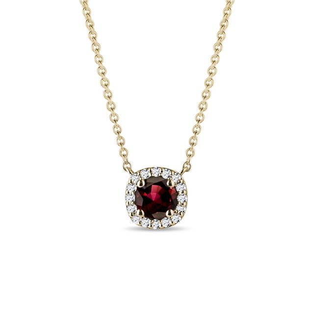 GARNET AND DIAMOND NECKLACE IN YELLOW GOLD - GARNET NECKLACES - NECKLACES