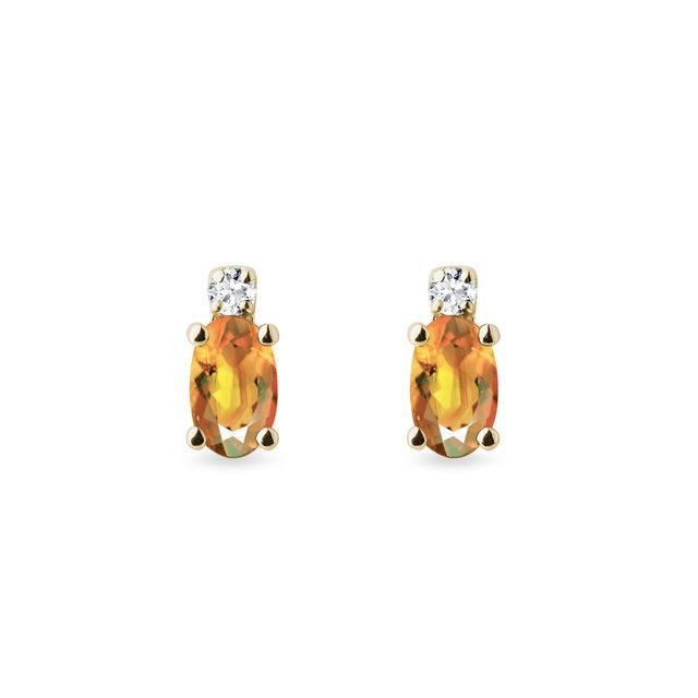 Citrine and diamond stud earrings in gold
