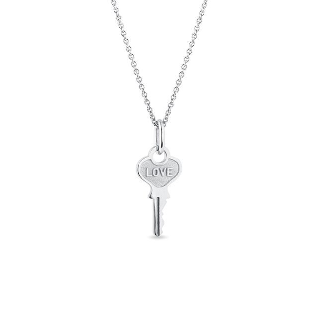 LOVE KEY PENDANT IN WHITE GOLD - WHITE GOLD NECKLACES - NECKLACES