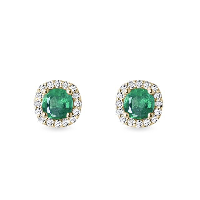 Luxury emerald and diamond earrings in yellow gold