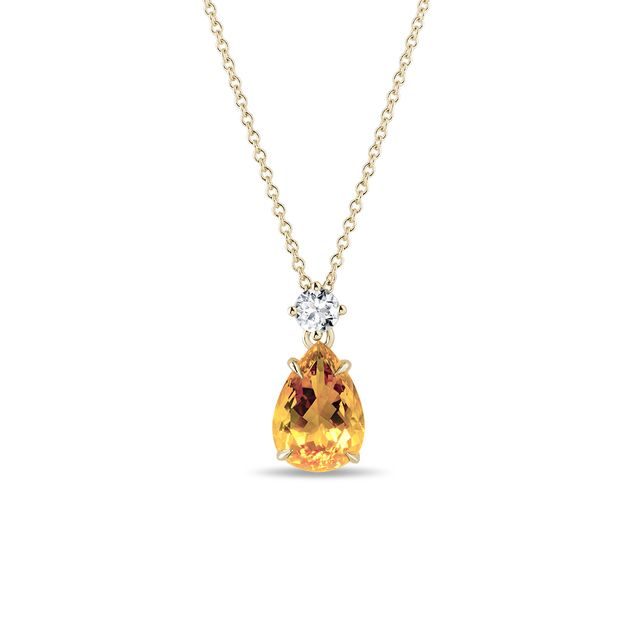 COLLIER EN OR AVEC DIAMANT ET CITRINE - COLLIERS AVEC CITRINE - COLLIERS