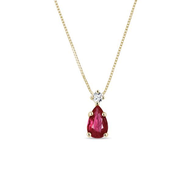 RUBY AND DIAMOND NECKLACE IN YELLOW GOLD - RUBY NECKLACES - NECKLACES