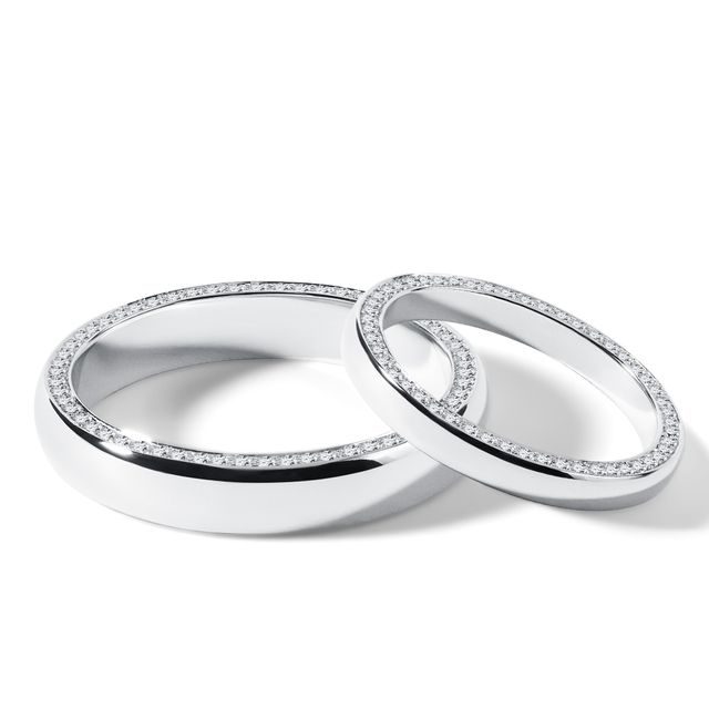 ENSEMBLE D'ALLIANCES EN OR BLANC AVEC DIAMANTS LATÉRAUX - ENSEMBLES D’ALLIANCES EN OR BLANC - ALLIANCES DE MARIAGE