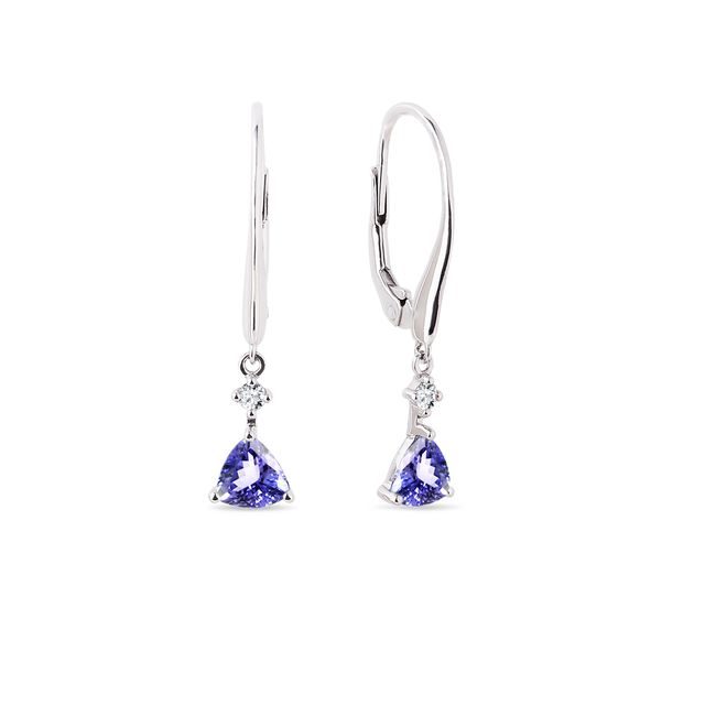 BOUCLES D'OREILLES EN OR AVEC TANZANITE ET DIAMANTS - BOUCLES D’OREILLES EN TANZANITE - BOUCLES D'OREILLES