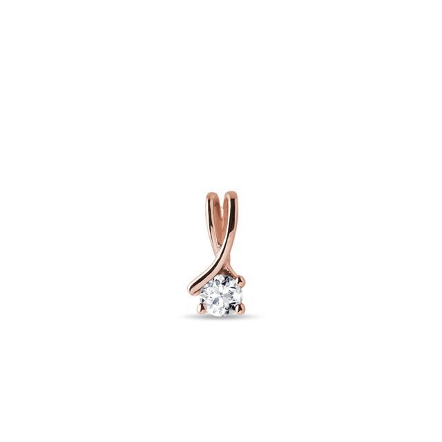 ROSE GOLD DIAMOND RIBBON PENDANT - PENDANTS - NECKLACES