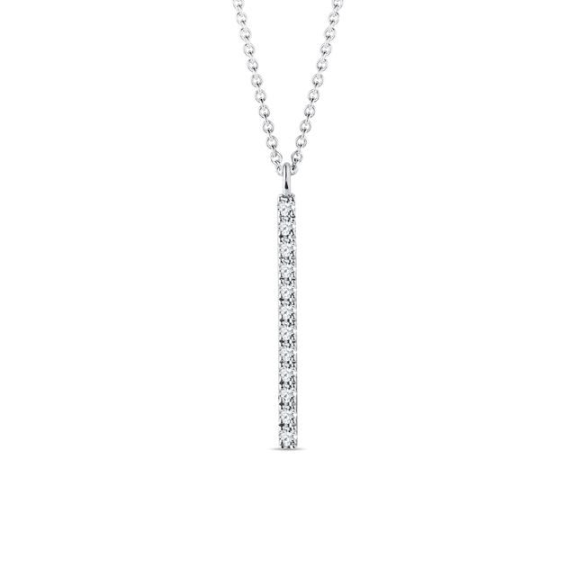 COLLIER AVEC BARRETTE DE DIAMANTS VERTICALE EN OR BLANC - COLLIERS AVEC DIAMANTS - COLLIERS