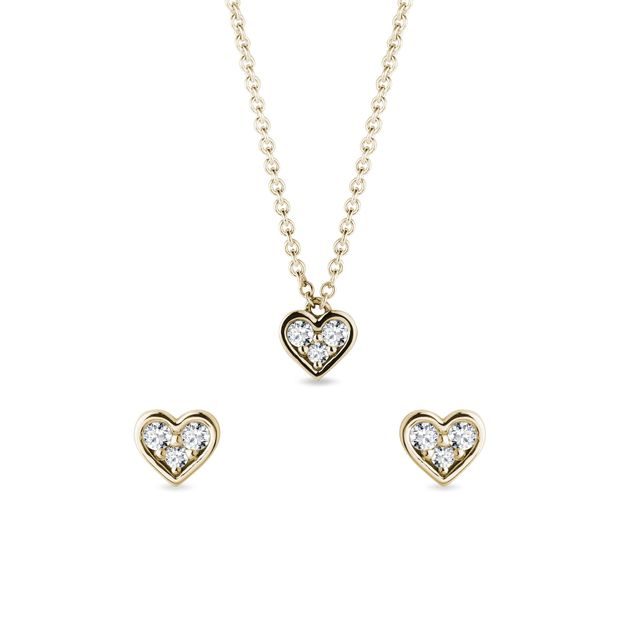 HEART MOTIF DIAMOND JEWELLERY SET IN YELLOW GOLD - JEWELLERY SETS - FINE JEWELLERY