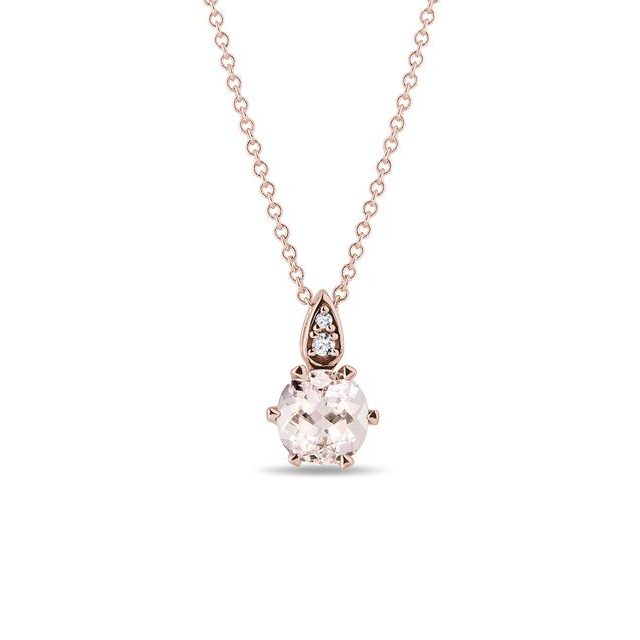 Morganite and Diamond Rose Gold Necklace