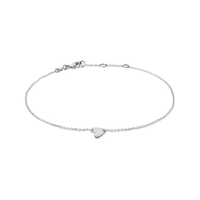 BRACELET EN OR BLANC AVEC BRELOQUE MOTIF CŒUR - BRACELETS EN OR BLANC - BRACELETS