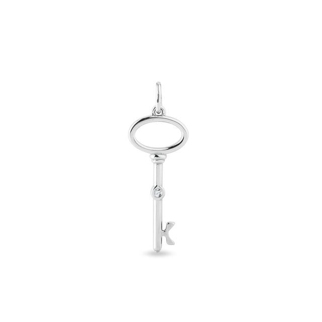 PENDENTIF CLÉ EN OR BLANC AVEC DIAMANT - PENDENTIFS - COLLIERS