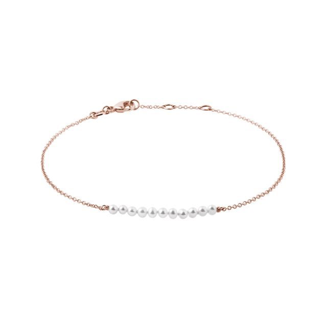 PEARL CHAIN BRACELET IN 14K ROSE GOLD - PEARL BRACELETS - PEARL JEWELRY