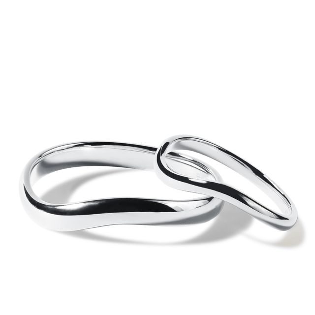 ANNEAUX DE MARIAGE EN OR BLANC 14K - ENSEMBLE D’ALLIANCES EN OR BLANC - ALLIANCES DE MARIAGE