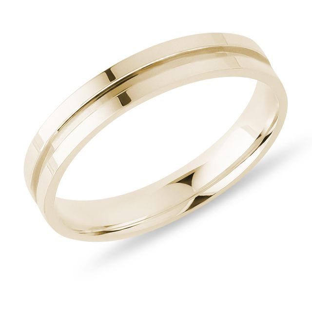 MEN'S CENTER GROOVE RING IN YELLOW GOLD - RINGS FOR HIM - WEDDING RINGS