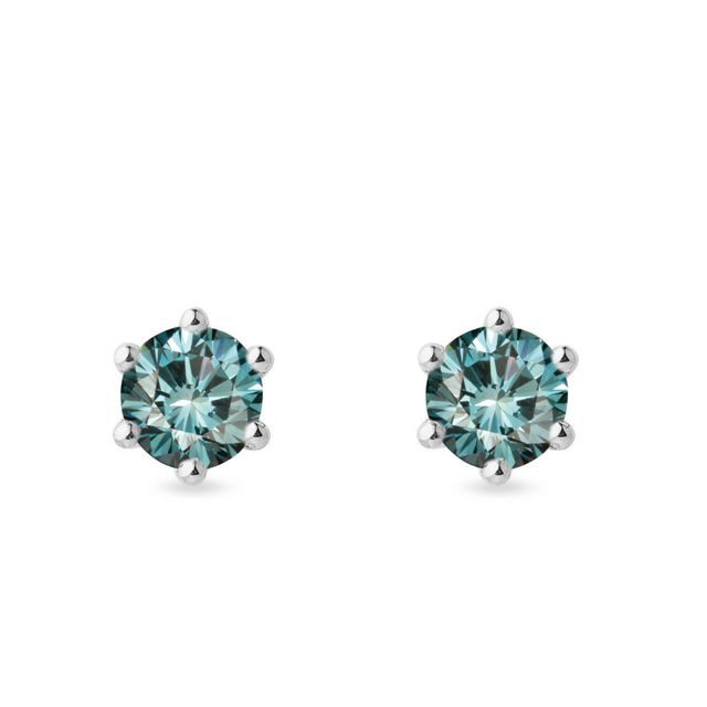 Ohrringe aus 14k Weißgold mit blauen Diamanten