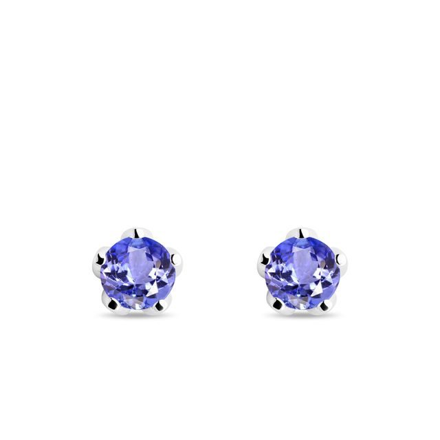 TANZANITE WHITE GOLD STUD EARRINGS - TANZANITE EARRINGS - EARRINGS