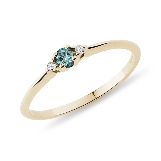 FEINER RING MIT BLAUEM DIAMANTEN IN GELBGOLD - VERLOBUNGSRINGE MIT FARBIGEN DIAMANTEN - VERLOBUNGSRINGE