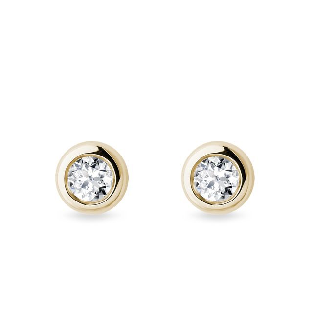 4 MM BEZEL DIAMOND EARRINGS IN YELLOW GOLD - DIAMOND STUD EARRINGS - EARRINGS