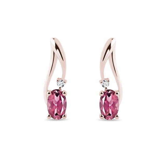 EARRINGS IN ROSE GOLD WITH TOURMALINE AND DIAMONDS - TOURMALINE EARRINGS - EARRINGS