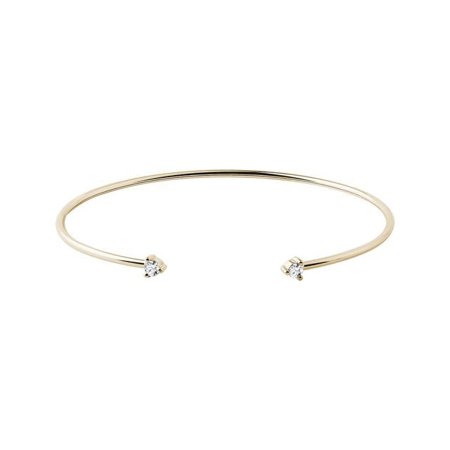 BRACELET JONC OUVERT EN OR AVEC 2 DIAMANTS - BRACELETS MANCHETTE - BRACELETS