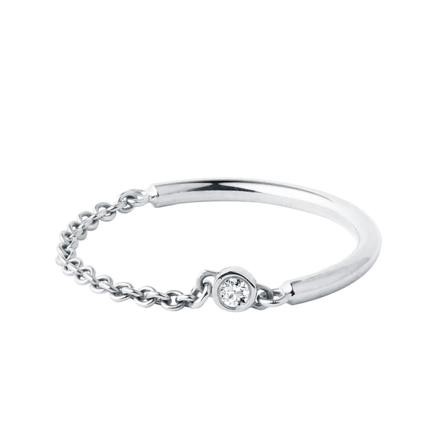 DIAMOND BEZEL CHAIN RING IN WHITE GOLD - DIAMOND RINGS - RINGS