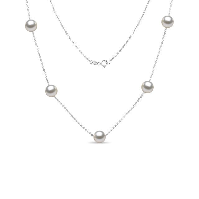 COLLIER D'OR JAUNE AVEC PERLES AKOYA - COLLIERS DE PERLES - PERLES