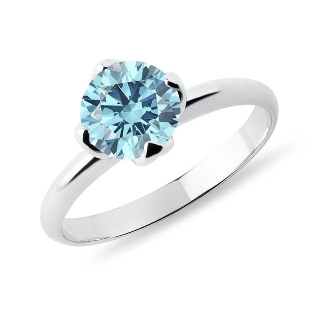 WHITE GOLD 1CT BLUE DIAMOND ENGAGEMENT RING - RINGS WITH LAB-GROWN DIAMONDS - ENGAGEMENT RINGS