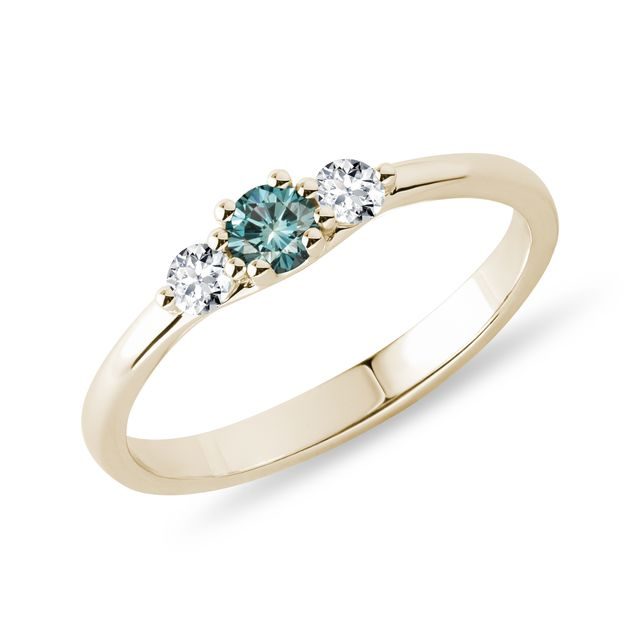 BLAUER DIAMANTRING IM BRILLANTSCHLIFF IN GELBGOLD - VERLOBUNGSRINGE MIT FARBIGEN DIAMANTEN - VERLOBUNGSRINGE