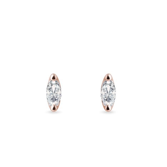 BOUCLES D'OREILLES EN OR ROSE AVEC DIAMANTS - PUCES D'OREILLES EN DIAMANT - BOUCLES D'OREILLES