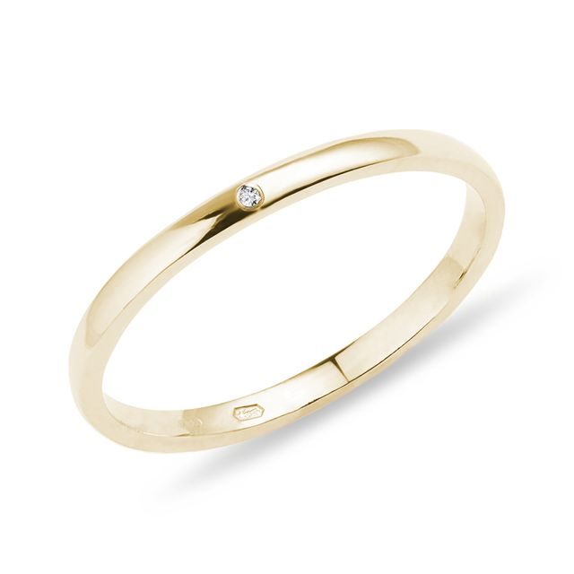 MINIMALISTIC GOLD RING WITH DIAMOND - WOMEN'S WEDDING RINGS - WEDDING RINGS