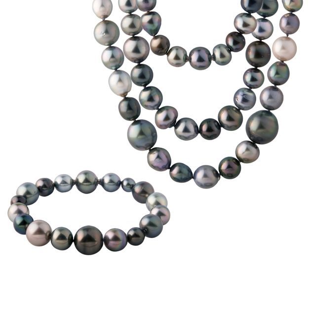 COLLIER ET BRACELET EN PERLES DE TAHITI - PARURES DE PERLES - PERLES