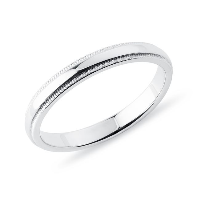 SCHLICHTER EHERING MIT DETAILS AUS 14KT WEISSGOLD - TRAURINGE FÜR DAMEN - TRAURINGE