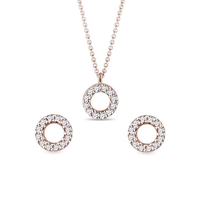 SET KRUHOVÝCH ŠPERKŮ S DIAMANTY V RŮŽOVÉM ZLATĚ - DIAMANTOVÉ SOUPRAVY - ŠPERKY