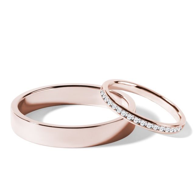 ROSE GOLD WEDDING RING SET WITH A HALF ETERNITY DIAMOND RING - ROSE GOLD WEDDING SETS - WEDDING RINGS
