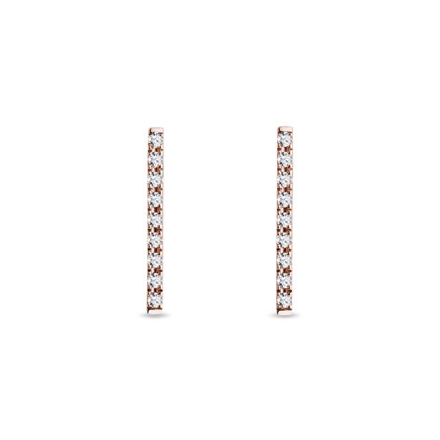 BOUCLES D'OREILLES BARRE EN OR ROSE AVEC DIAMANT - BOUCLES D'OREILLES EN DIAMANT - BOUCLES D'OREILLES