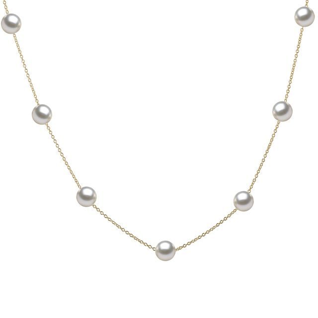 Gold Necklace with Akoya Pearls