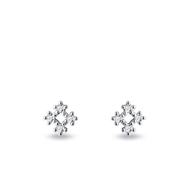 OHRRINGE MIT KNOPFVERSCHLUSS AUS 14 KT WEISSGOLD - OHRSTECKER DIAMANT - OHRRINGE