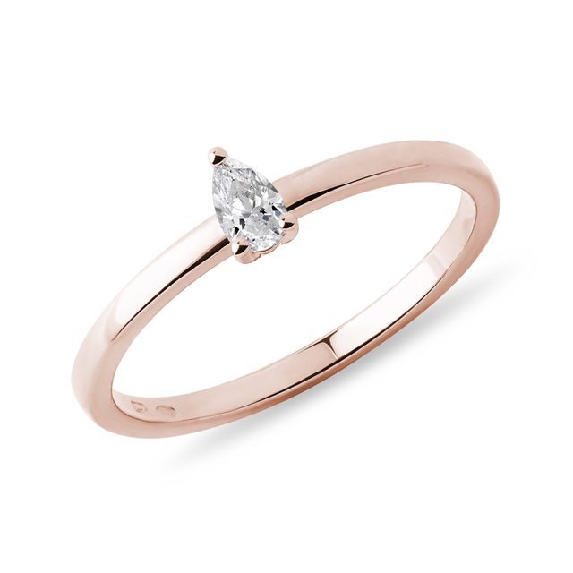 PEAR SHAPE DIAMOND ROSE GOLD RING - ENGAGEMENT DIAMOND RINGS - ENGAGEMENT RINGS