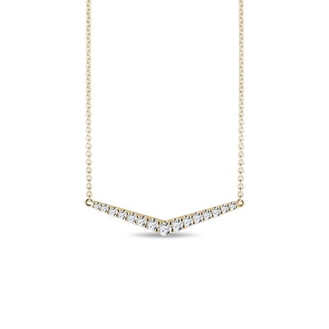 DIAMOND V-SHAPED NECKLACE IN YELLOW GOLD - DIAMOND NECKLACES - NECKLACES