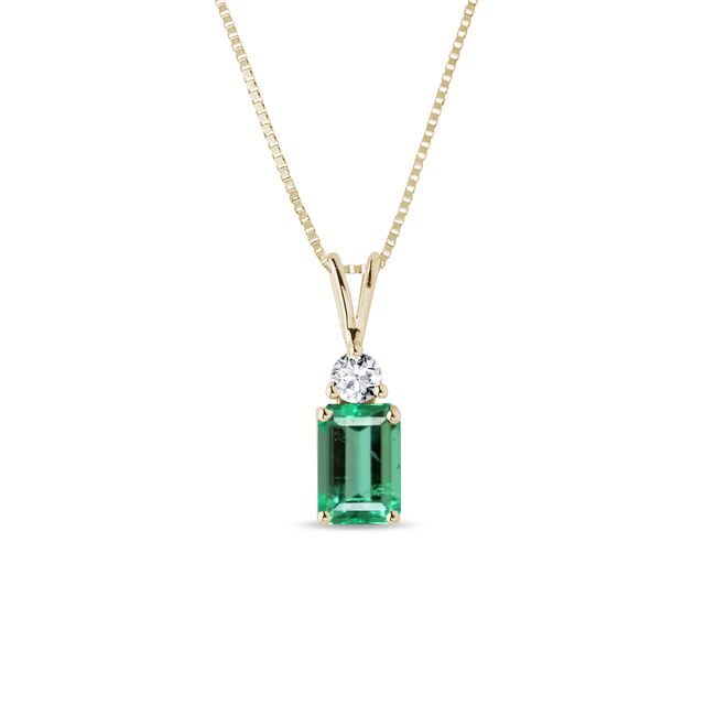 EMERALD AND DIAMOND NECKLACE IN YELLOW GOLD - EMERALD NECKLACES - NECKLACES